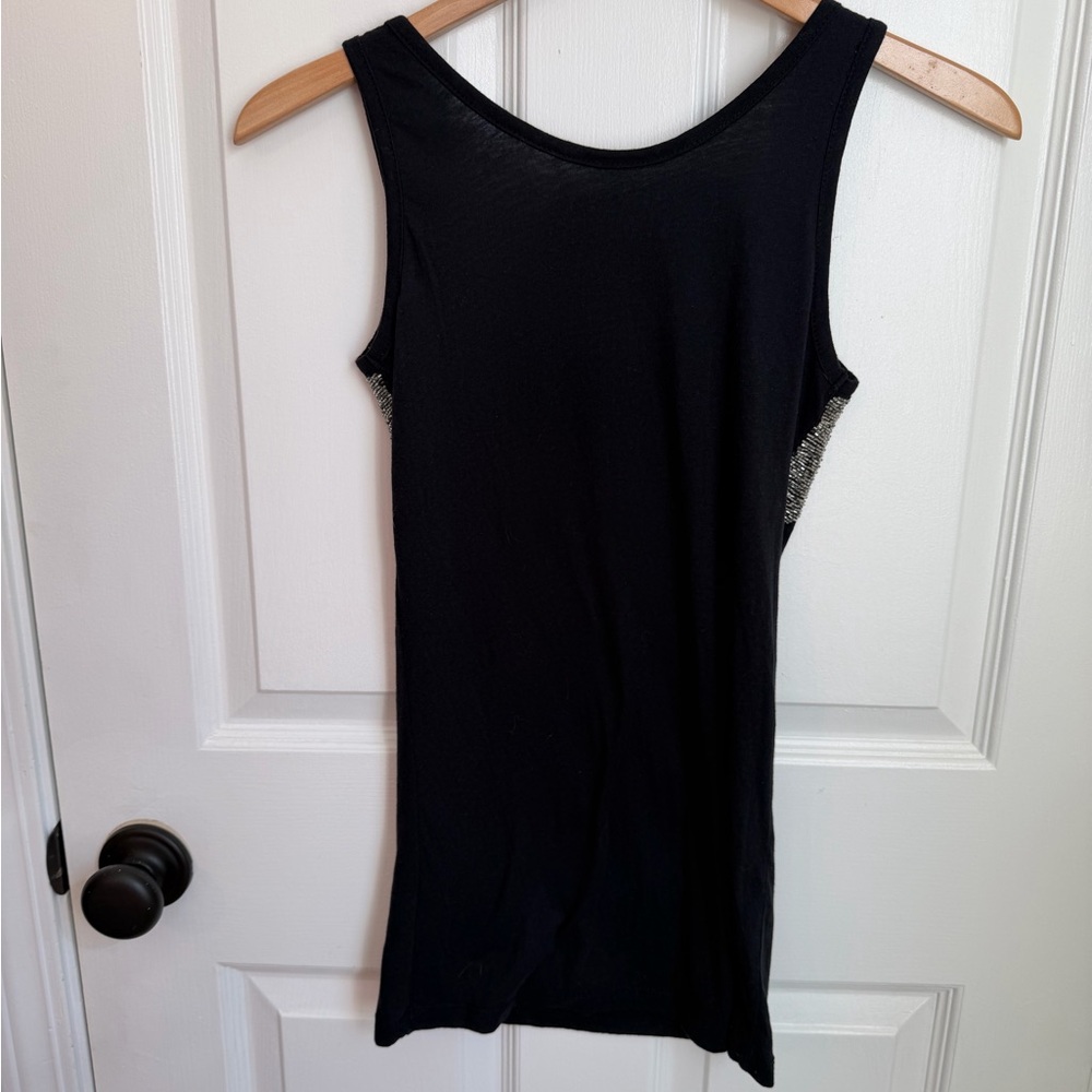 Threads 4 Thought Black and Silver Beaded Tank Top Deep Scoop Neck - Picture 6 of 6